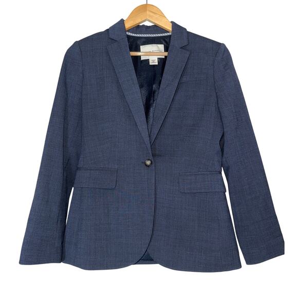 Banana Republic Fitted Wool One Button Navy Blue Blazer Womens 4P Suit Jacket - Picture 1 of 9